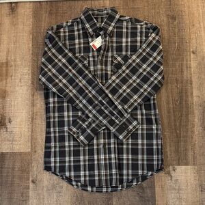Dark Plaid Button-Down Shirt